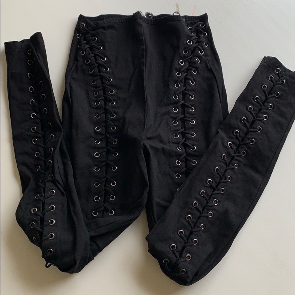 Fashion nova high waisted tie up leggings